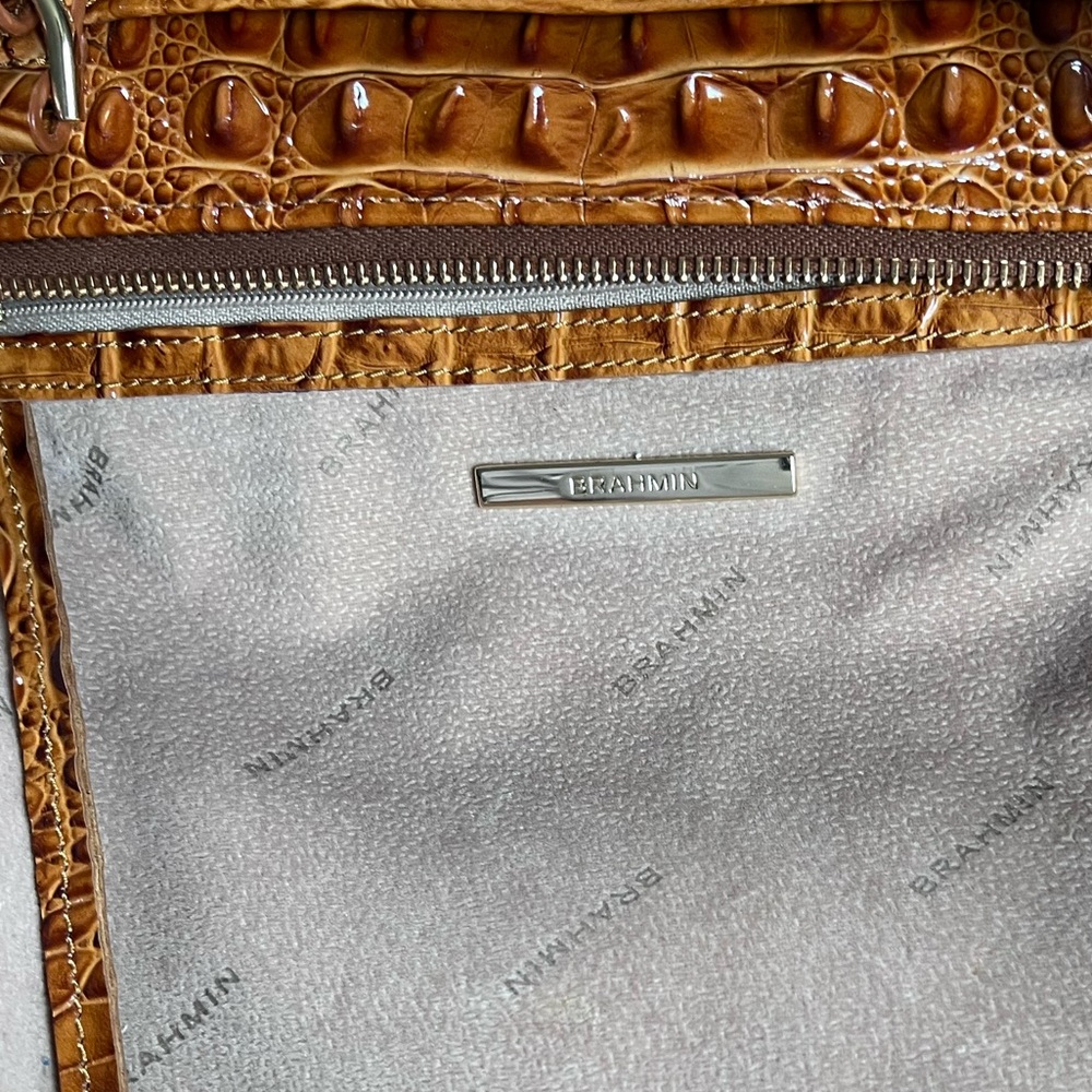 Brahmin Tia Pecan Crocodile Embossed Leather Tote Bag - Picture 14 of 16